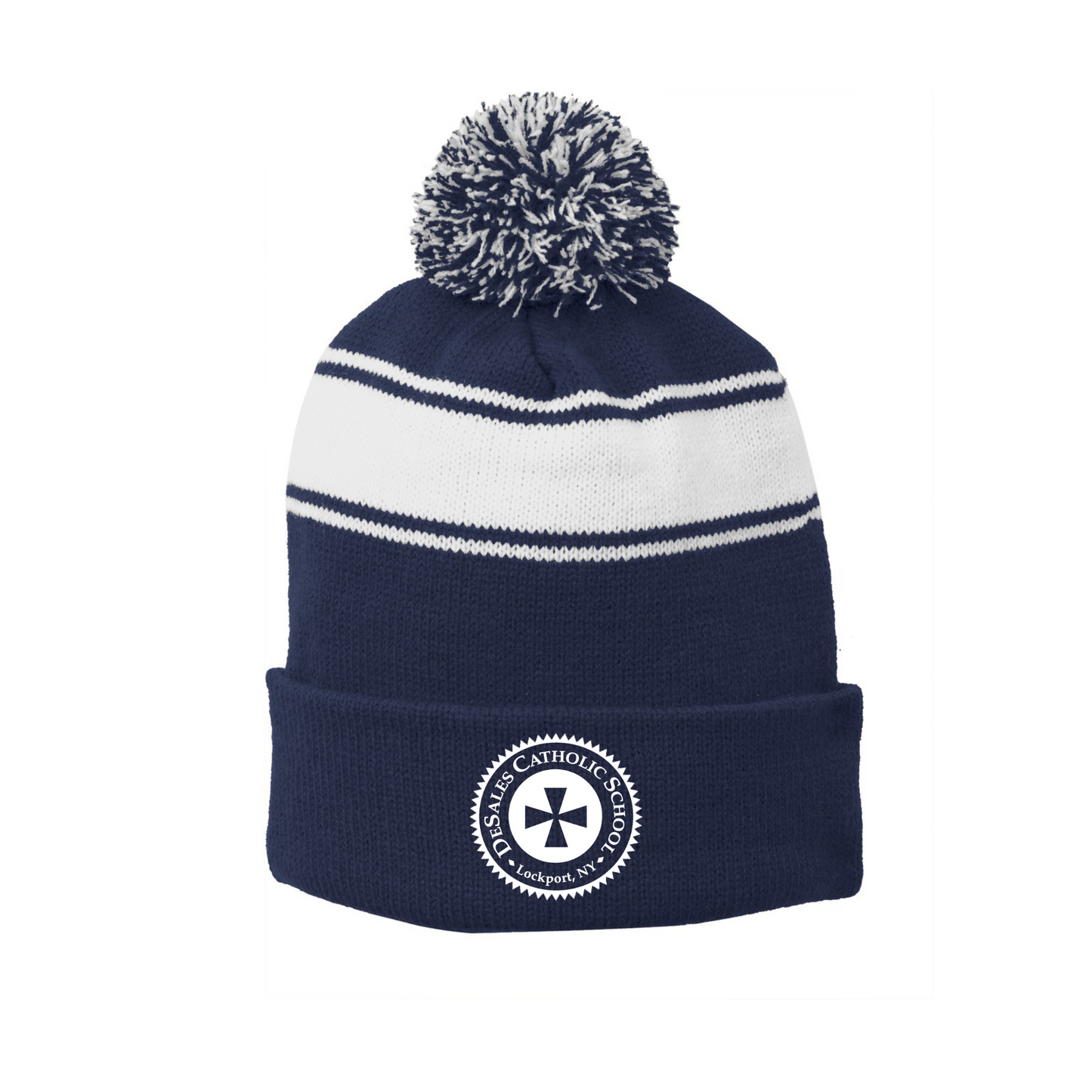 Striped Pom Beanie