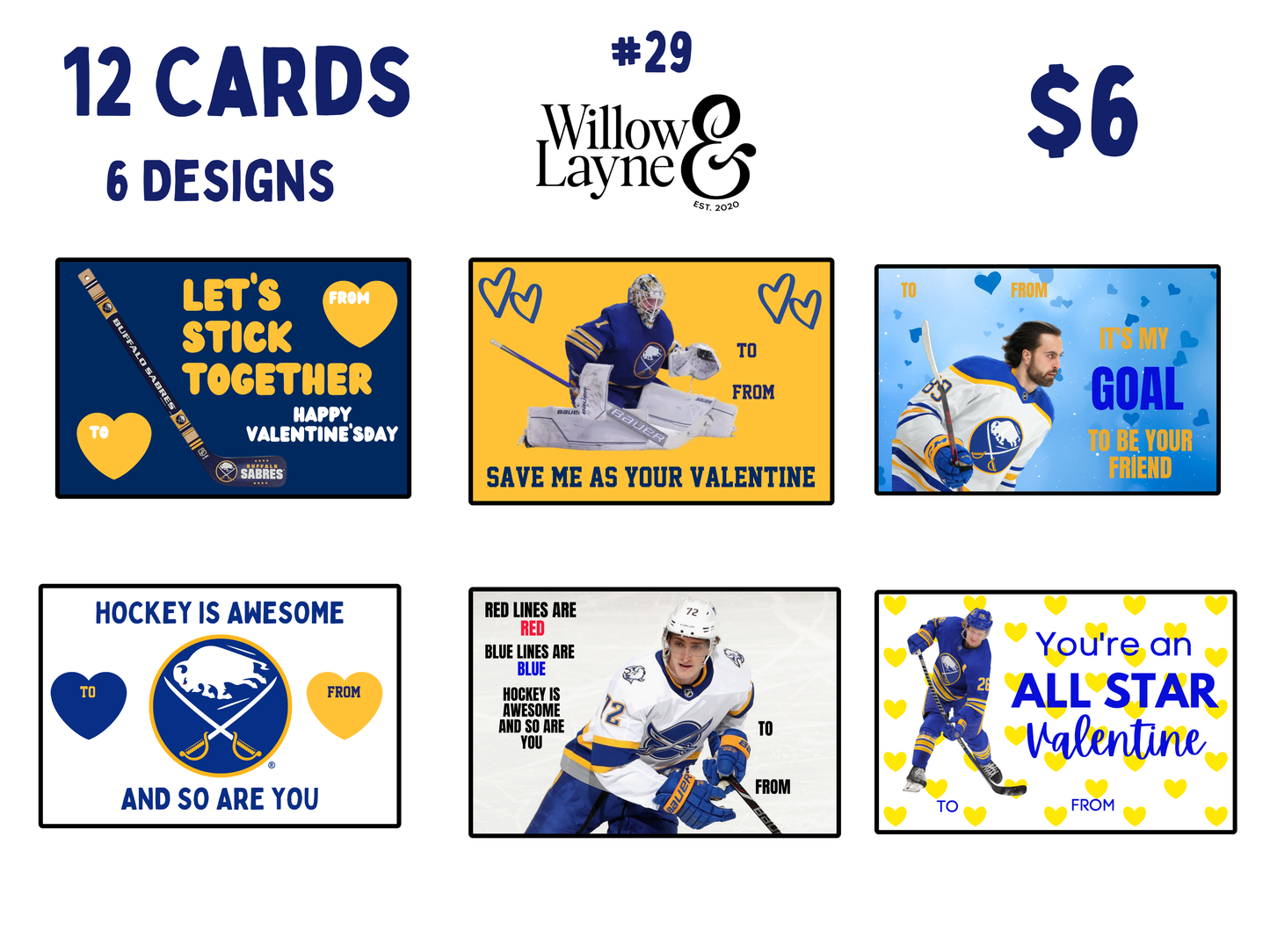 Buffalo Sports Themed Valentine’s Day Cards