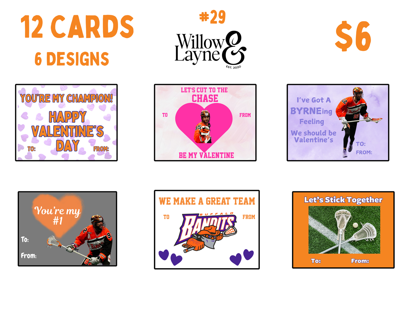 Buffalo Sports Themed Valentine’s Day Cards