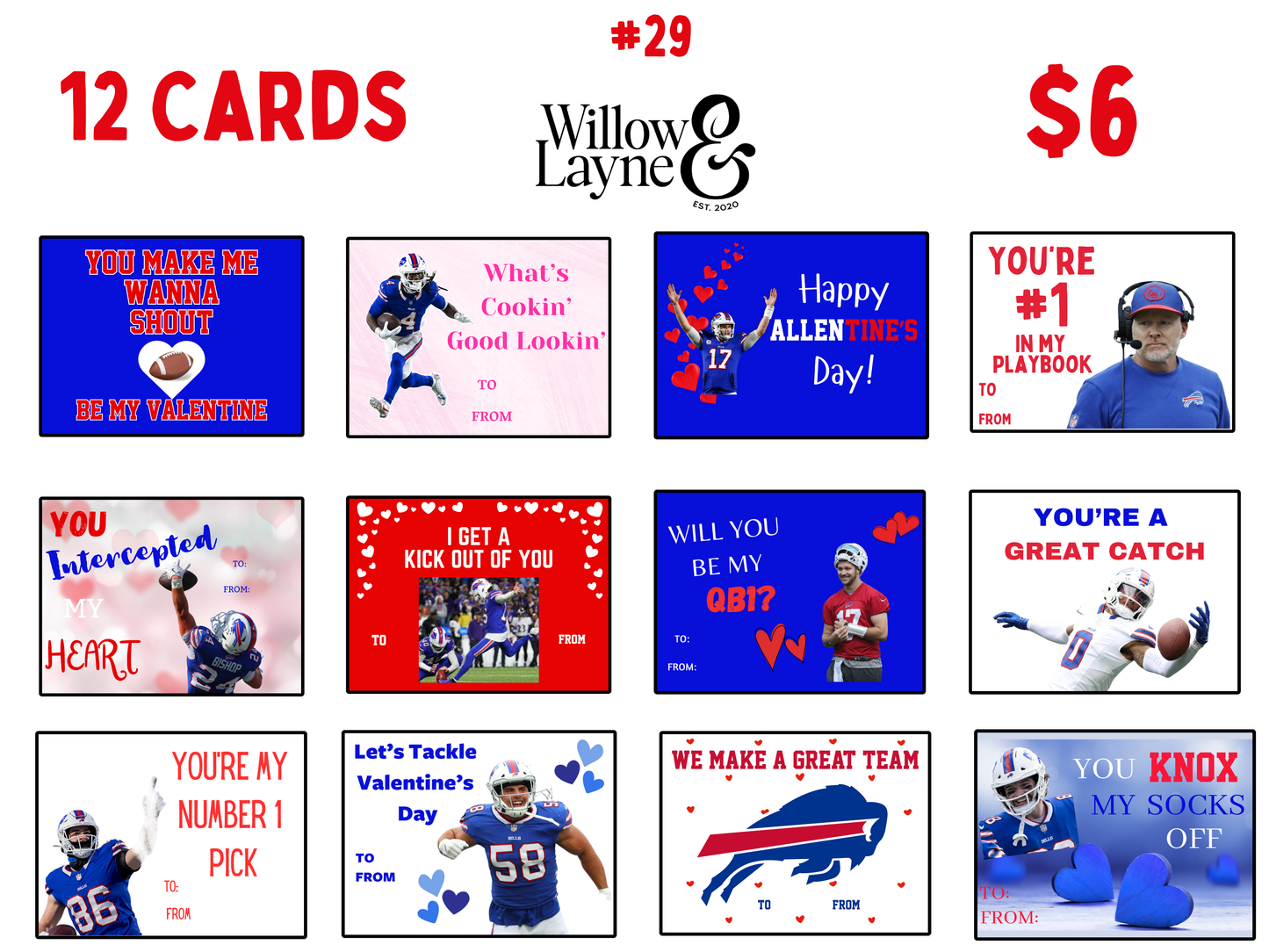 Buffalo Sports Themed Valentine’s Day Cards